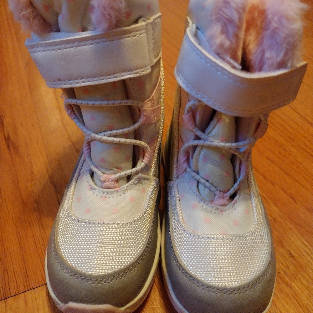 Girls Carter's Snow Boots, pink/grey/cream, 12